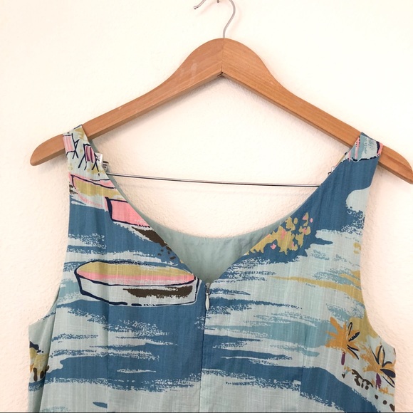 Boden Tall Nancy Dress Riviera Print Blue Beach - Picture 4 of 7